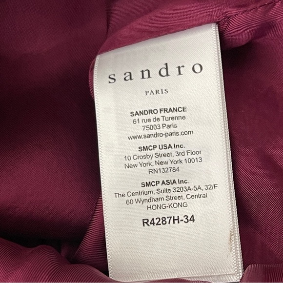 Sandro Paris Size 1 US S Burgundy Red ROMIE Lace Mini Dress with Open Back - Picture 15 of 15